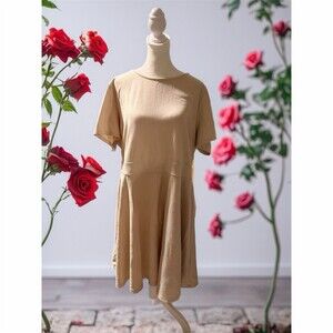 Forever 21+ Dress Womens Plus 3X Beige Fit & Flare Swing Knee Length